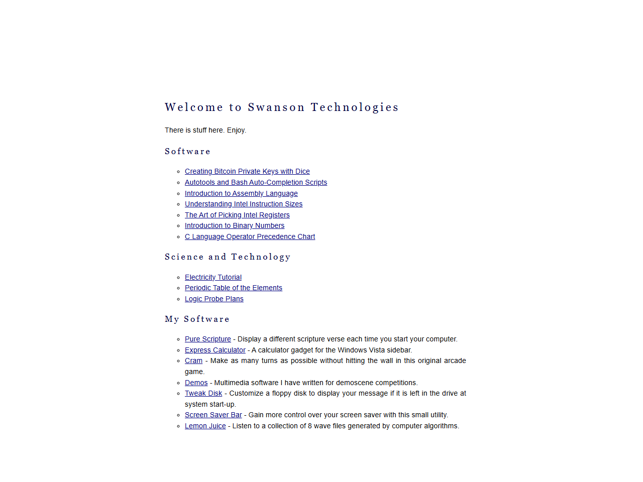 Swansontec website screenshot